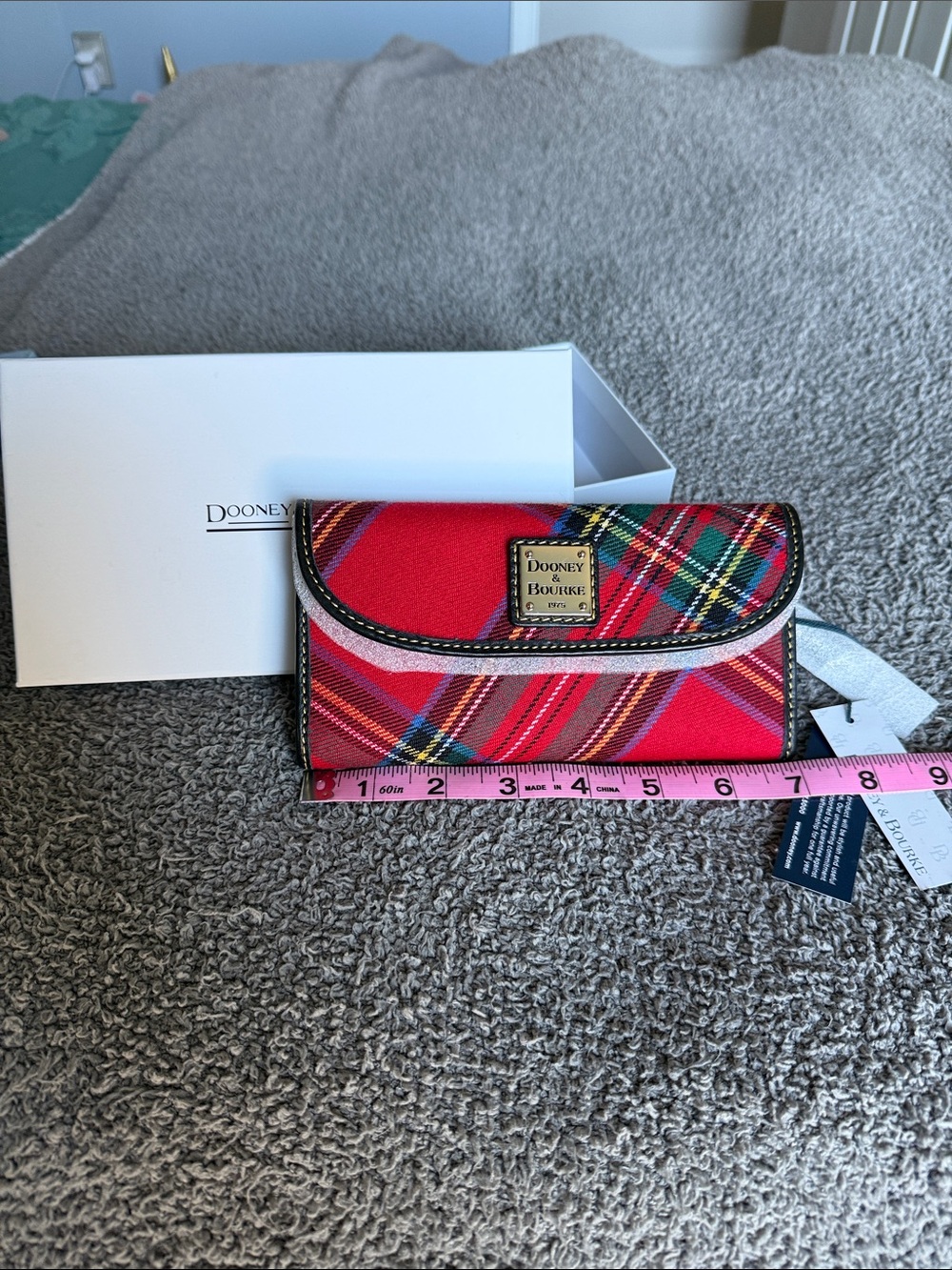 Dooney & Bourke Red Tartan Card Holder
